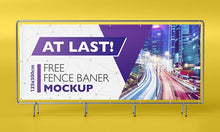 Load image into Gallery viewer, Free Set of 2 Business Banner Sign Mockups Indoor Happenings
