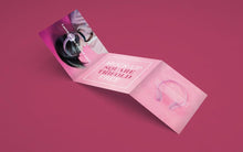 Load image into Gallery viewer, Free Open Square Tri-fold Paper PSD Mockup

