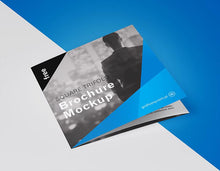 Load image into Gallery viewer, Free 6 Angles of Trifold Square Brochure Mockup
