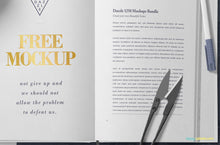 Load image into Gallery viewer, Free Stylish Book Page Mockup Scene
