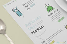 Load image into Gallery viewer, Free Restaurant Menu Card Mockup
