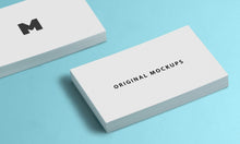 Load image into Gallery viewer, Free Business Card Mockups with Blue Background
